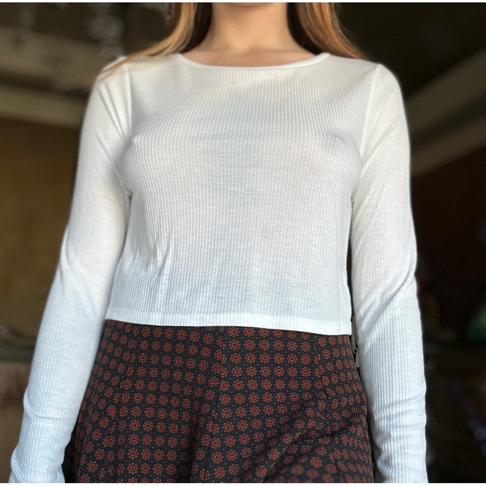 Long Sleeved White Crop Top TOP SHOP NWOT